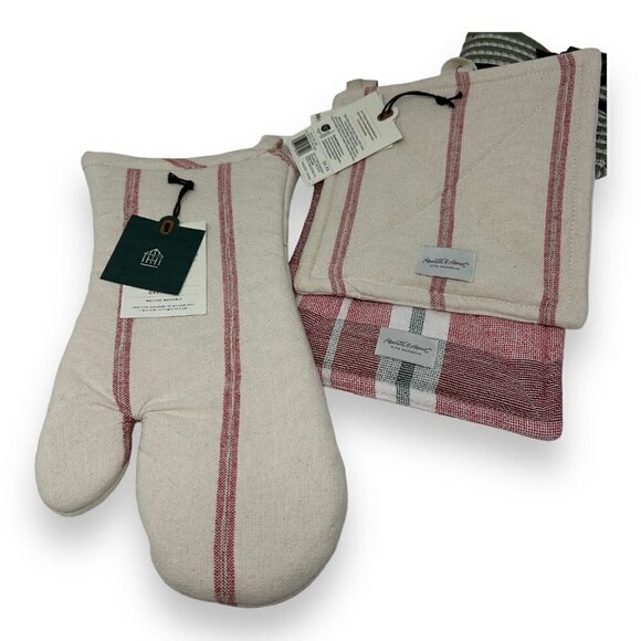 Hearth & Hand Magnolia Stripe Oven Mitt Natural/Red - Christmas‎ - Picture 4 of 4